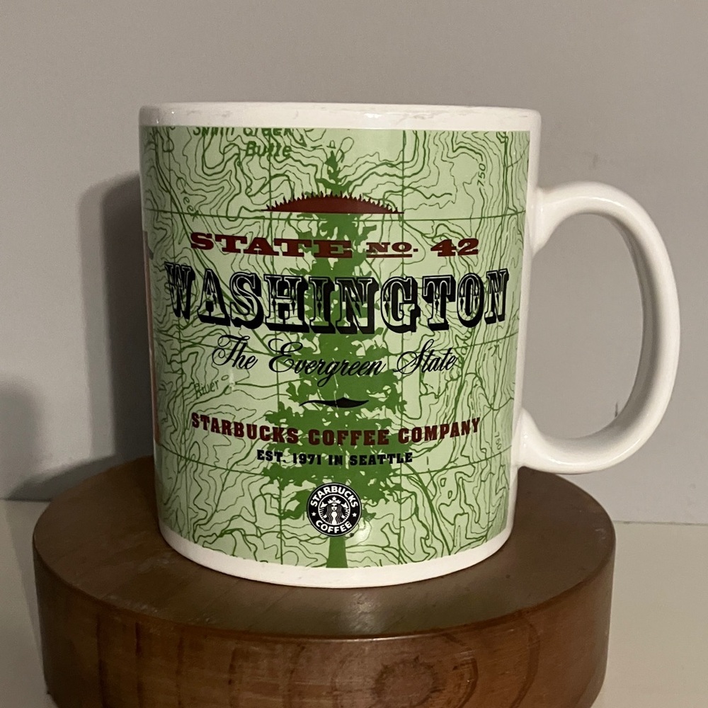 Vintage 1999 Starbucks Green Washington Evergreen State Mug 20 FL OZ